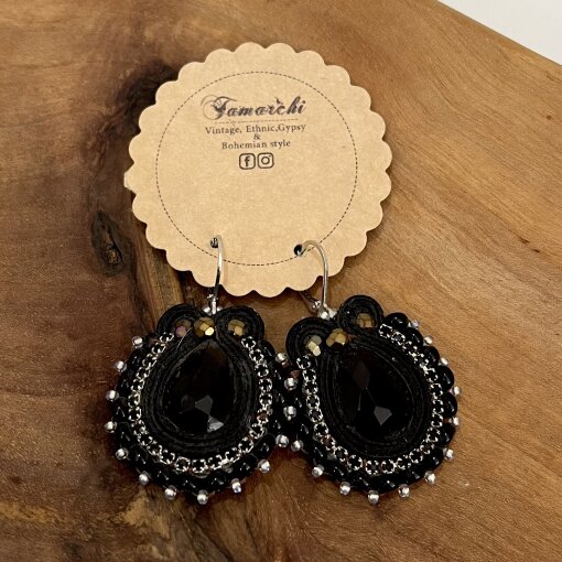 korálkové náušnice visací černé